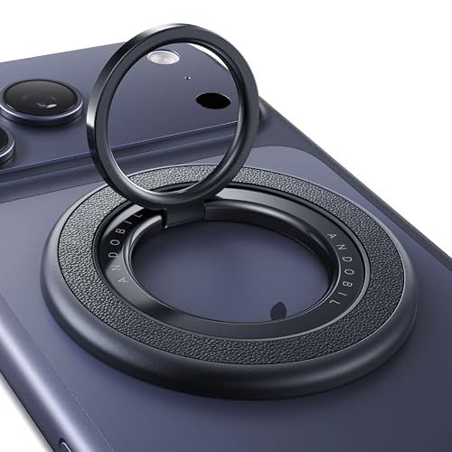 【2026高級牛革製&MagRing Pro Max】 Andobil スマホリング Magsafe マグセーフ リング 落下防止 バンカーリング マグネット【磁力4KG・両面マグネット】 スタンド機能特化 革製 スマホ リング 360度回転 e664e6c5