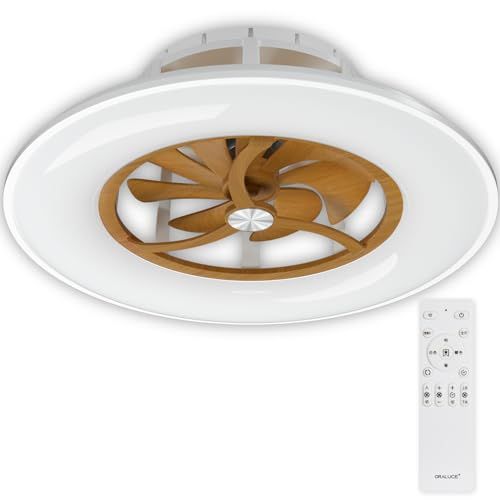 ORALUCE シーリングファンライト 10畳 ファン付き LEDシーリングライト 直径 56CM 4600lm 調光調色 間接照明 メモリー機能 風量調節・風向切替 サーキュレーター リモコン付き 木目調e 684bde8e