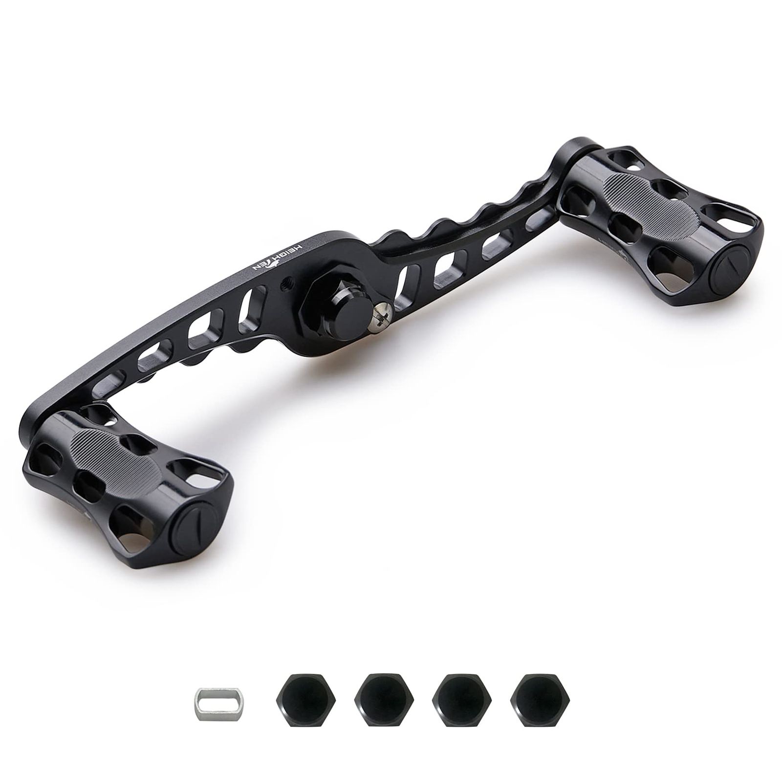 HEIGHTEN 95/110mm リール ハンドル シマノ(Shimano) ダイワ(DAIWA) アブ(Abu) 通用 ベイトリール 用 Wave Series (110mm, ブラック) (HT04801)