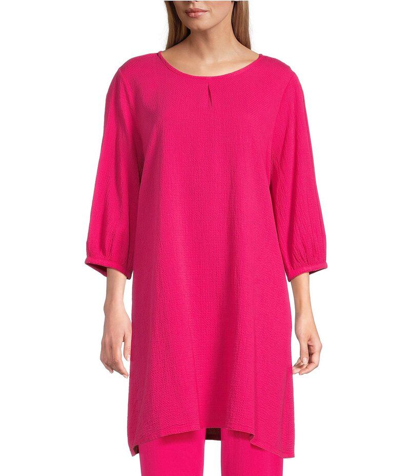 ブライン ウォーカー レディース トップス シャツ バルーンスリーブ コットン Bryn Walker Lucian Coordinating Cotton Jacquard Round Neck 34 Balloon Sleeve Tunic Mandevi