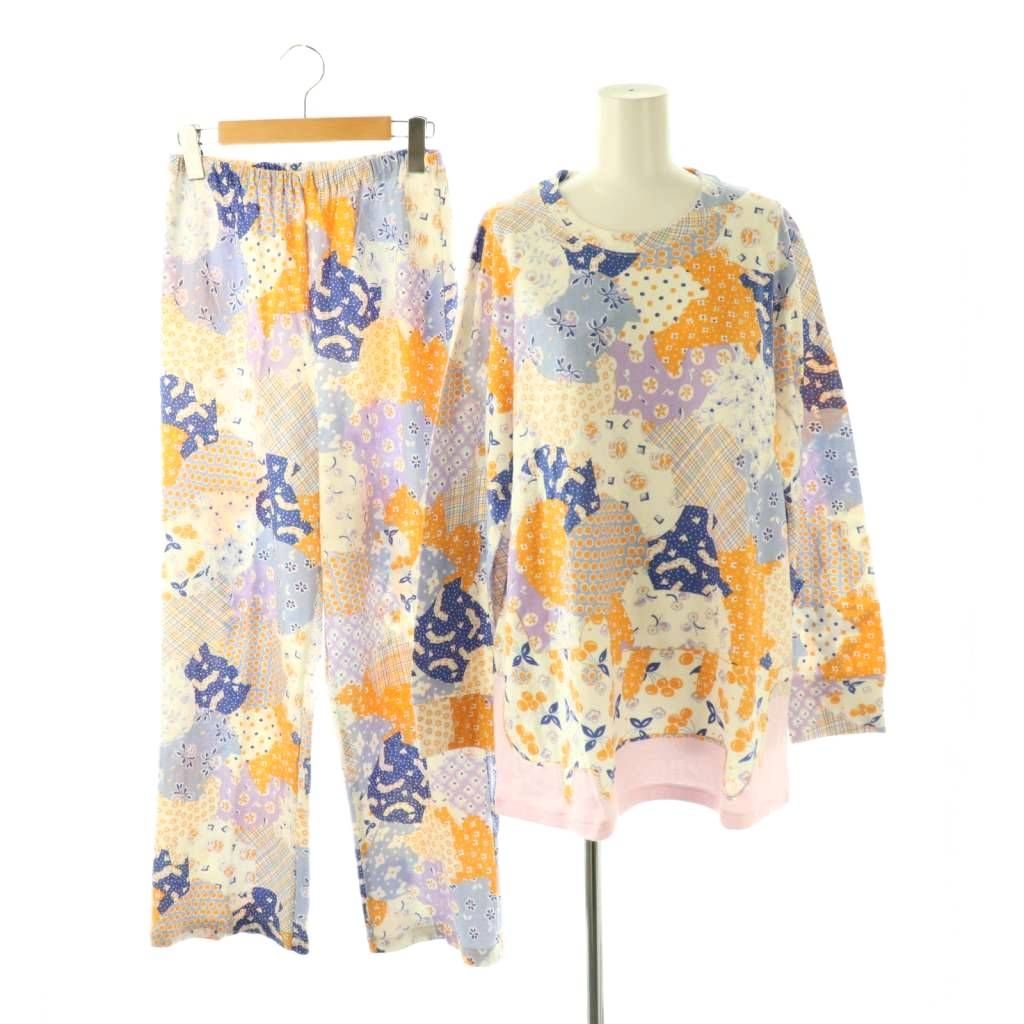 tsumori chisato SLEEP パジャマ セットアップ 猫柄　L ツモリチサト スリープ tsumori chisato SLEEP ネコ顔パッチワーク