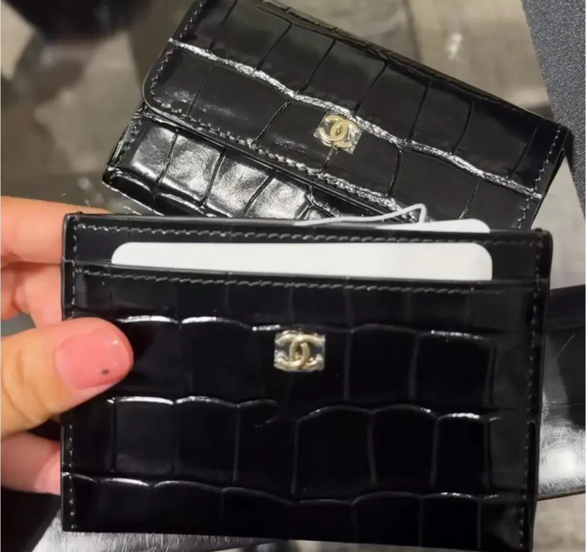 CHANEL シャネル クロコダイル エンボス カードウォレット 新品 フル 