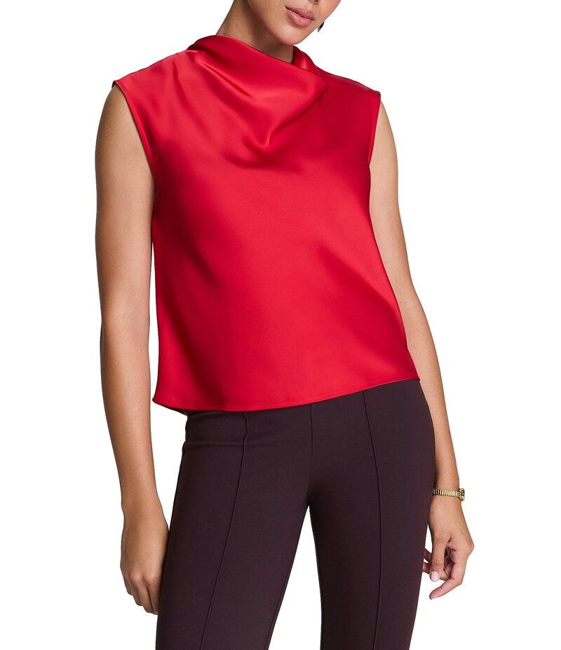スパンク レディース トップス シャツ ドレープ ノースリーブ Spanx Woven Sleeveless Drape Neckline Top Spanx Red レッド