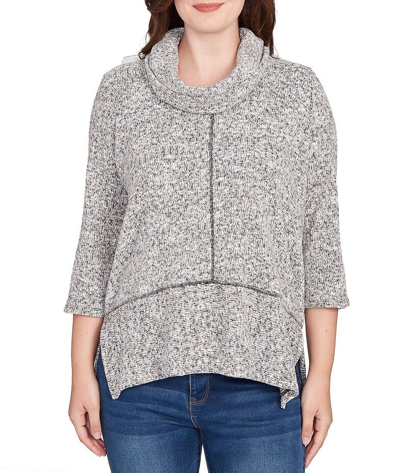 ルビーアールディー レディース トップス シャツ Ruby Rd Chenille SpaceDye Cowl Neck 34 Sleeve Top Black Multi ブラック