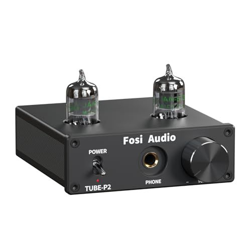 Fosi Audio P2 ヘッドフォン アンプ 小型 真空管 ヘッドホンアンプ ミニ HiFi ステレオ オーディオ 低グランドノイズ出力保護 6.35mmポート (電源付き) [並行輸入品]送料無料 146604aa