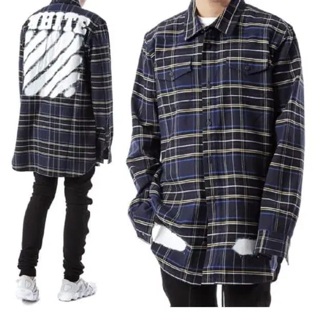 オフホワイト (Off-White) フランネル シャツ ブルー