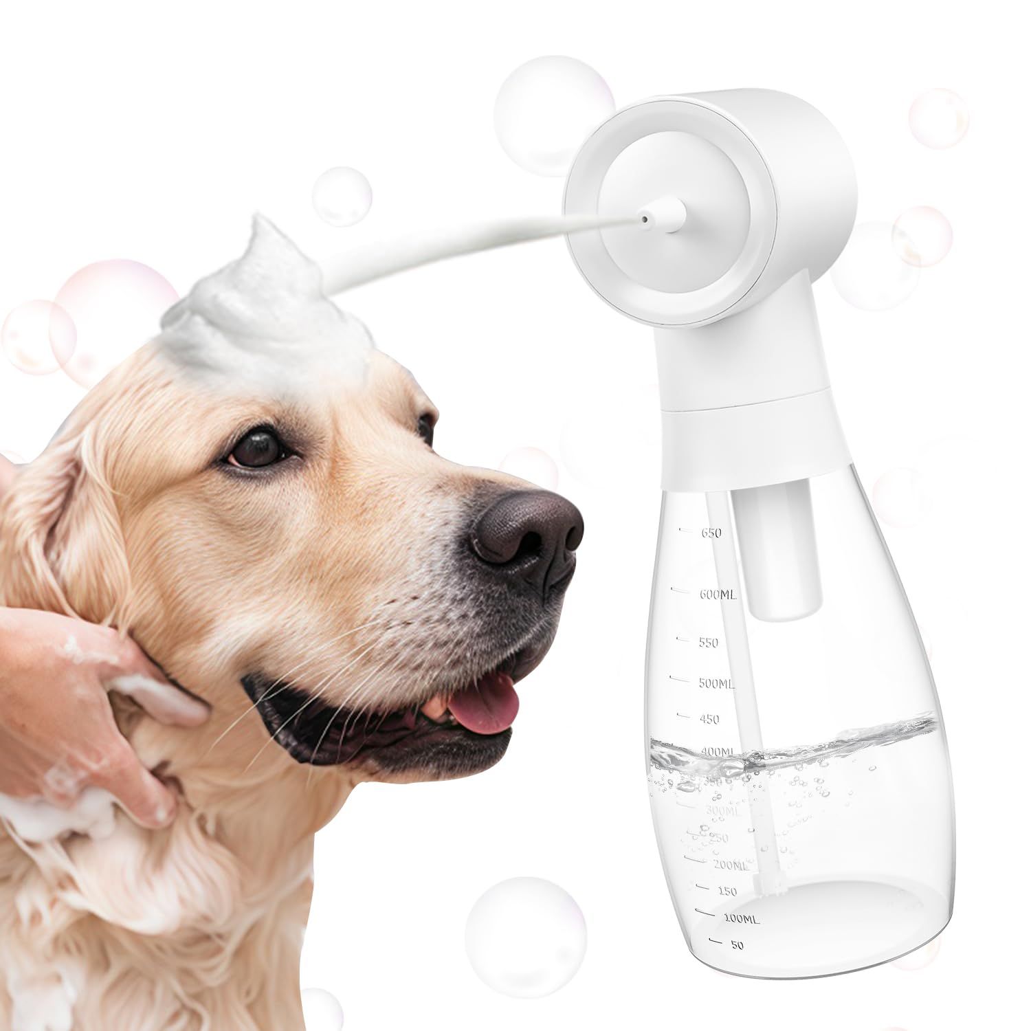 [New in 2025] Dog Shampoo Whisk for Pets, IPX7 Waterproof USB Rechargeable Soap Dispenser, Automatic Foaming Dog Soap Dispenser, Dog and Cat Bath Supplies, 400ml Bottle, Low Noise Ratio, Shampoo Savings, Pet with Japanese Instructions, 5d85c0b1