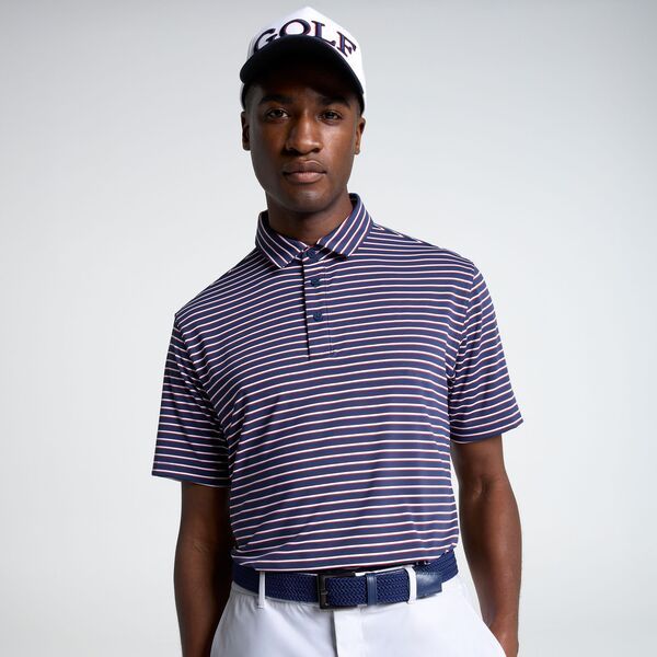 【送料無料】 ウォルターヘーゲン メンズ ポロシャツ トップス Walter Hagen Mens Performance 11 Classic TriStripe Golf Polo NavyWhiteRed