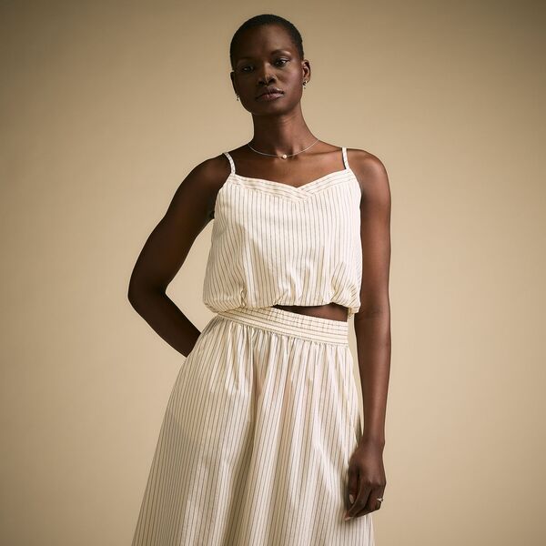 【送料無料】 キャリー レディース シャツ トップス CALIA Womens Woven Bubble Cami Buttercream Pinstripe