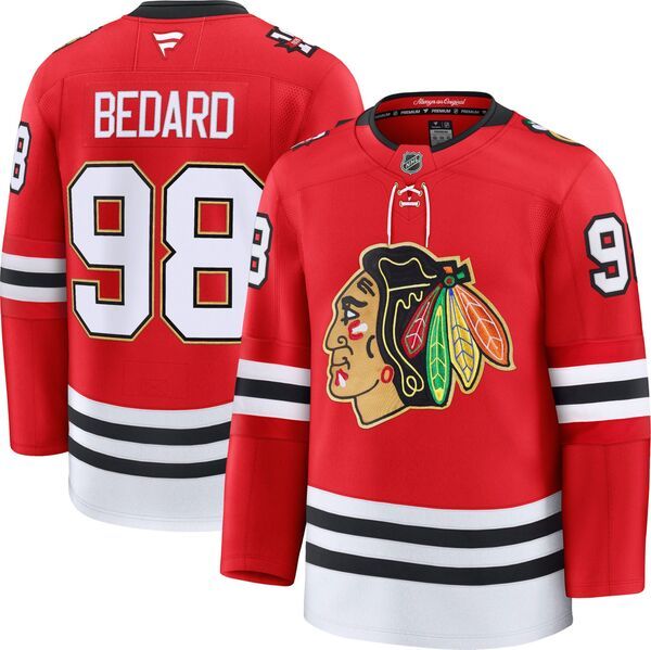 【送料無料】 ファナティクス メンズ シャツ トップス NHL Mens Chicago Blackhawks Connor Bedard 98 Red Premium Home Jersey NoColor 33,670円