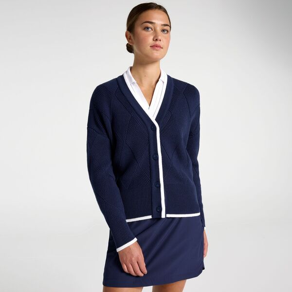 【送料無料】 ウォルターヘーゲン レディース シャツ トップス Walter Hagen Womens Clubhouse Golf Cardigan Navy
