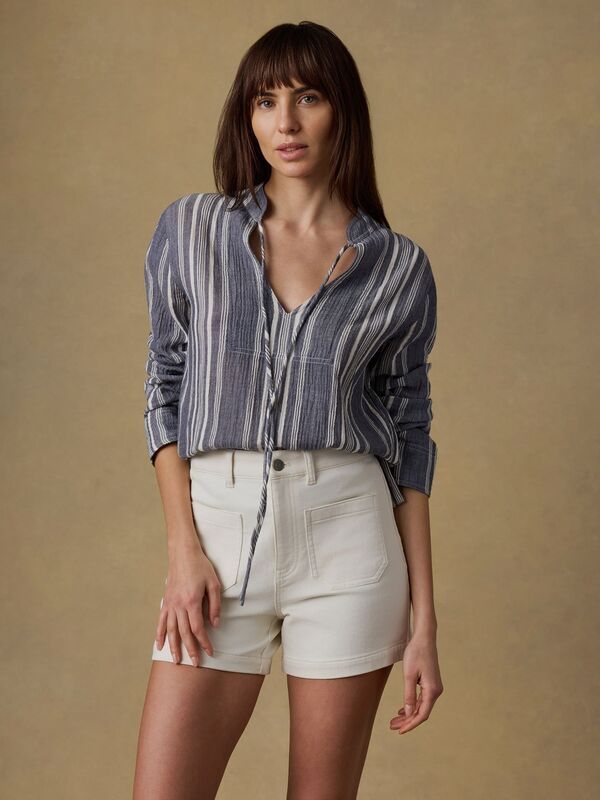 【送料無料】 ファレティ レディース シャツ トップス Faherty Womens Dune Cotton Gauze Harbor Top Sea Breeze Stripe