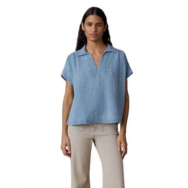 【送料無料】 ファレティ レディース シャツ トップス Faherty Womens Dune Cotton Gauze Zoe Top Indigo