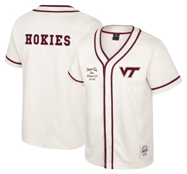 【送料無料】 コロシアム メンズ シャツ トップス Colosseum Mens Virginia Tech Hokies Cream Hunter Seeker Baseball Jersey NoColor