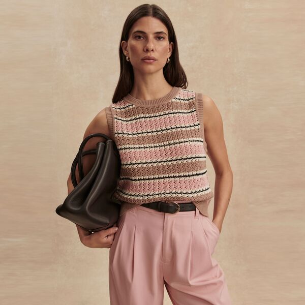【送料無料】 バーレイ レディース シャツ トップス Varley Womens Deeley Stripe Stitch Tank Warm TaupeMellow Rose