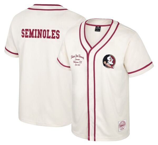 【送料無料】 コロシアム メンズ シャツ トップス Colosseum Mens Florida State Seminoles Cream Hunter Seeker Baseball Jersey NoColor