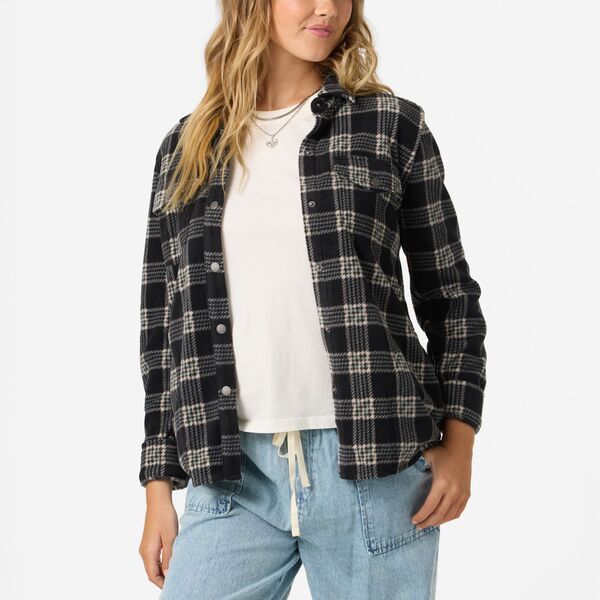 【送料無料】 オニール レディース シャツ トップス ONeill Womens Zuma Superfleece Long Sleeve Flannel Black
