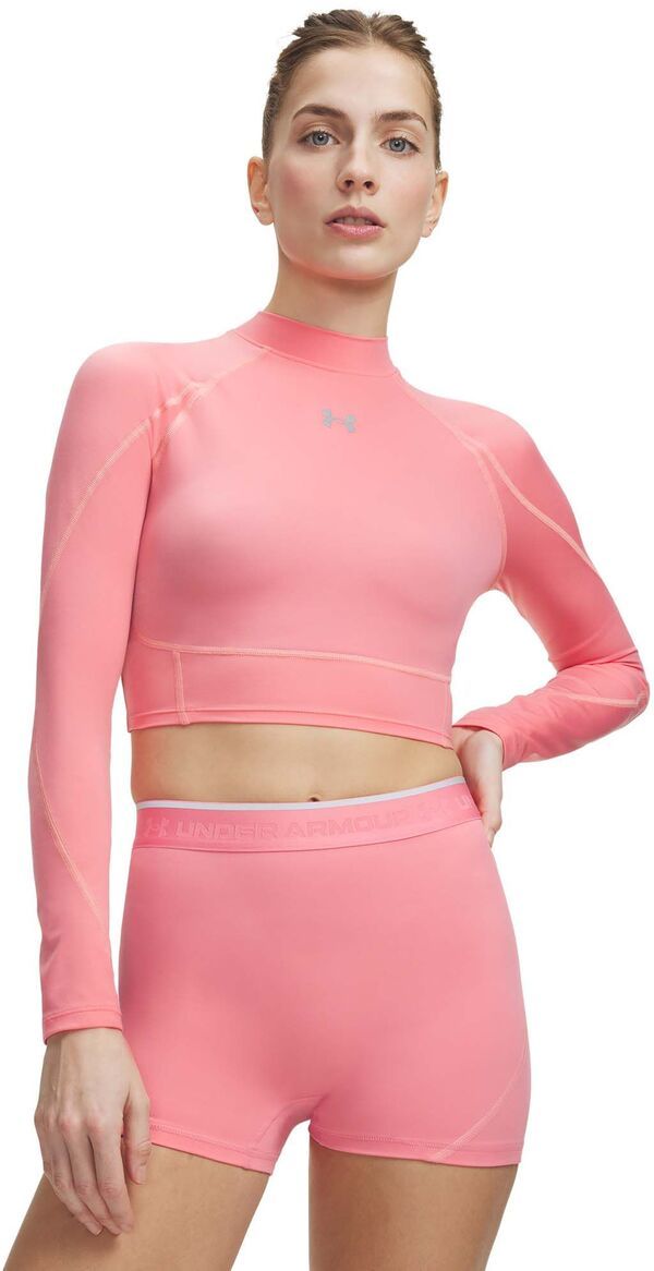 【送料無料】 アンダーアーマー レディース シャツ トップス Under Armour Womens HeatGear Elite Crop Mock Long Sleeve Bittersweet PinkReflective