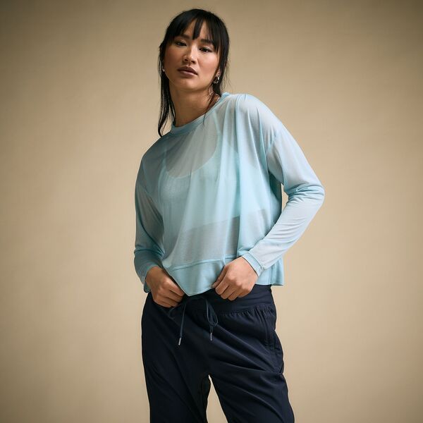 【送料無料】 キャリー レディース シャツ トップス CALIA Womens Exhale Long Sleeve Pleated Shirt Patina Blue