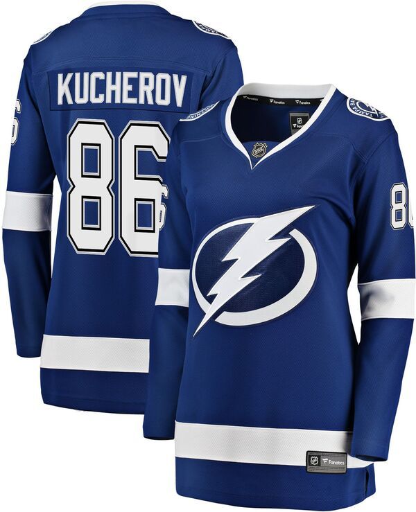 【送料無料】 ファナティクス レディース シャツ トップス NHL Womens Tampa Bay Lightning Nikita Kucherov 86 Blue Breakaway Home Jersey NoColor