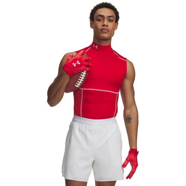 【送料無料】 アンダーアーマー メンズ シャツ トップス Under Armour Mens HeatGear Elite Sleeveless Mock Neck Compression Shirt RedReflective