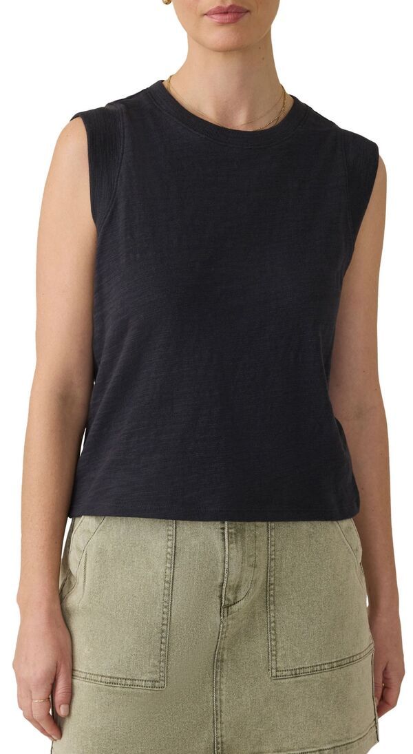 【送料無料】 ファレティ レディース シャツ トップス Faherty Womens Sunwashed Slub Muscle Tank Washed Black