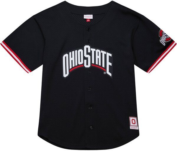 【送料無料】 ミッチェルネス メンズ シャツ トップス Mitchell Ness Adult Ohio State Buckeyes Mesh Button Up Black Jersey NoColor