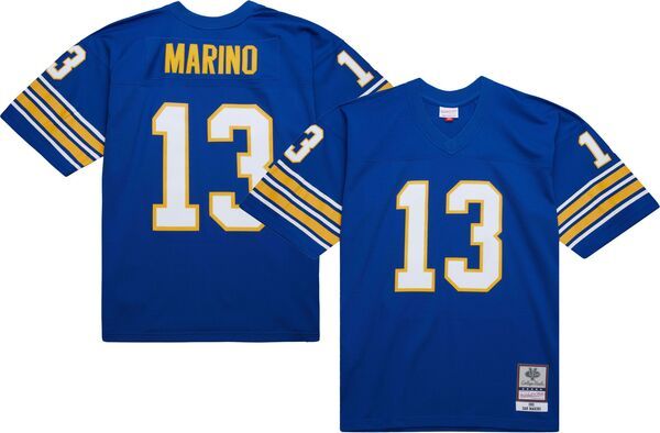 【送料無料】 ミッチェルネス メンズ シャツ トップス Mitchell Ness Adult Pitt Panthers Dan Marino 13 Blue 1981 Jersey NoColor