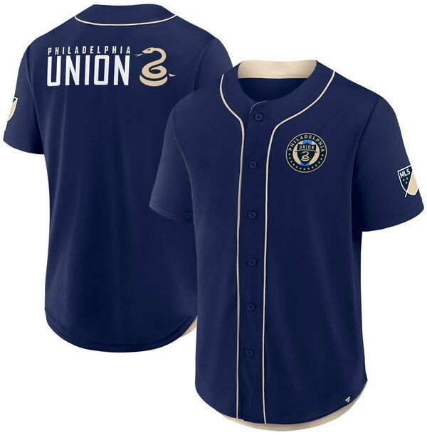 【送料無料】 ファナティクス メンズ シャツ トップス MLS Adult Philadelphia Union Navy Baseball Jersey NoColor