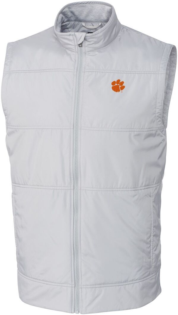 【送料無料】 カッターアンドバック メンズ ベスト トップス Cutter Buck Mens Clemson Tigers Grey Stealth FullZip Vest NoColor