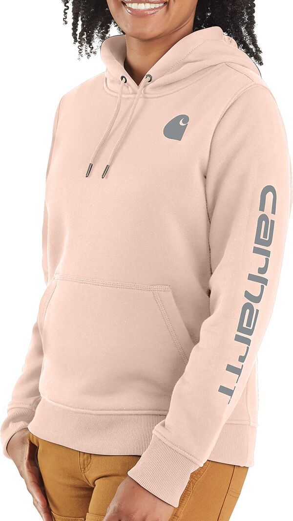 【送料無料】 カーハート レディース パーカー・スウェット フーディー アウター Carhartt Womens Clarksburg Graphic Sleeve Hoodie Georgia Peach