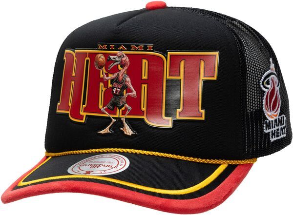 【送料無料】 ミッチェルネス メンズ 帽子 アクセサリー Mitchell Ness Adult Miami Heat Black LRG Trucker Hat NoColor