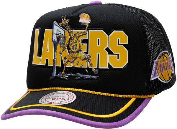 【送料無料】 ミッチェルネス メンズ 帽子 アクセサリー Mitchell Ness Adult Los Angeles Lakers Black LRG Trucker Hat NoColor