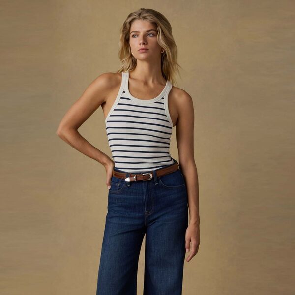 【送料無料】 ファレティ レディース シャツ トップス Faherty Womens Surfside Rib Tank Salt Air Stripe