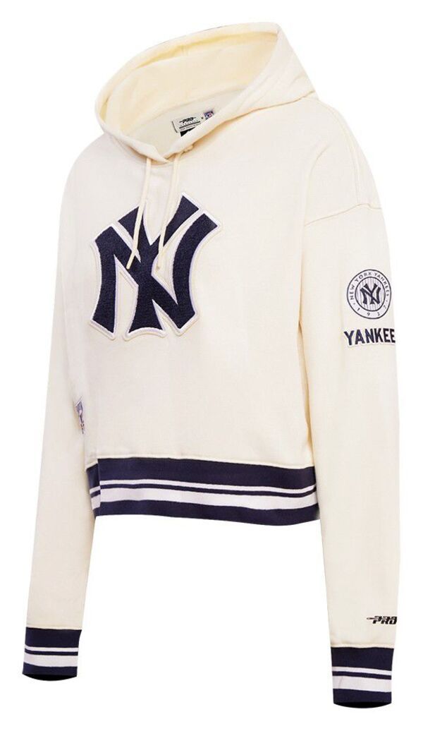 【送料無料】 プロスタンダード レディース パーカー・スウェット アウター Pro Standard Womens New York Yankees Retro Cropped Fleece Hoodie Cream
