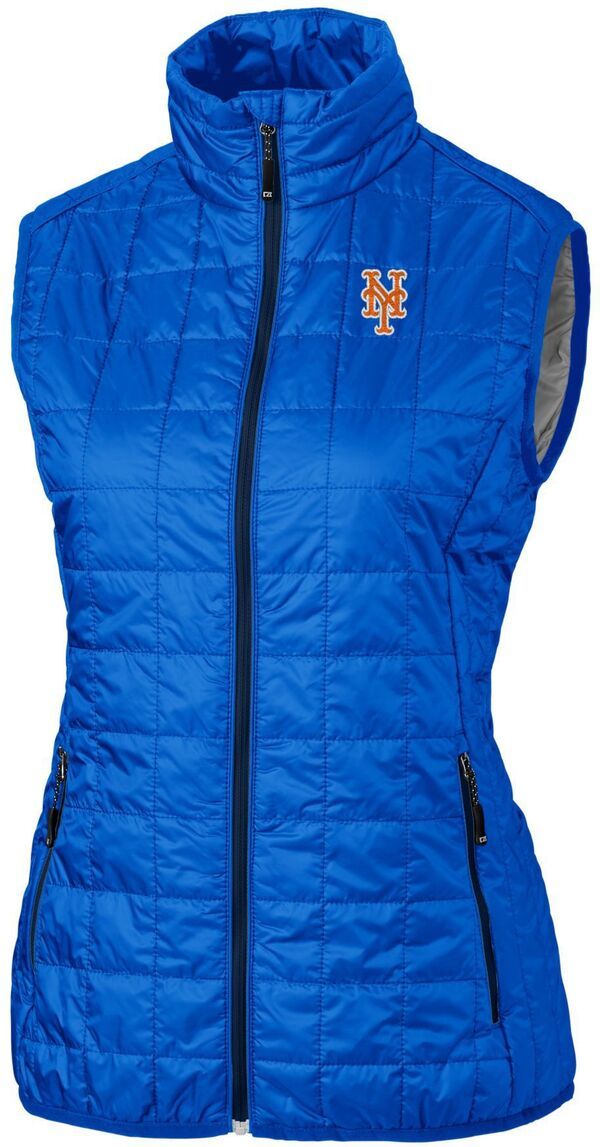 【送料無料】 カッターアンドバック レディース ベスト トップス Cutter Buck Womens New York Mets Royal Eco Insulated Full Zip Vest NoColor