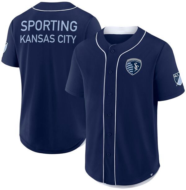 【送料無料】 ファナティクス メンズ シャツ トップス MLS Adult Sporting Kansas City Navy Baseball Jersey NoColor