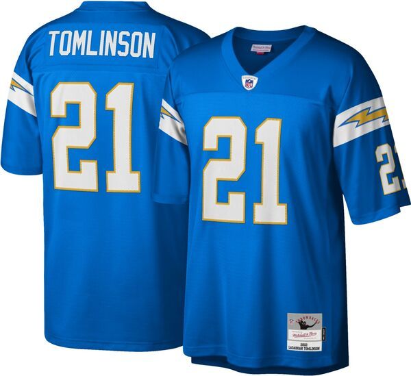 【送料無料】 ミッチェルネス メンズ シャツ トップス Mitchell Ness Mens Los Angeles Chargers LaDainian Tomlinson 21 Blue 2009 Throwback Jersey NoColor