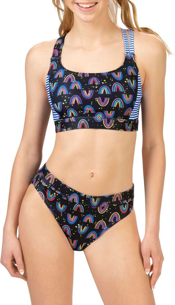 【送料無料】 ドルフィン レディース 上下セット 水着 Dolfin Womens Uglies Asymmetrical Workout Two Piece Swimsuit Be Happy