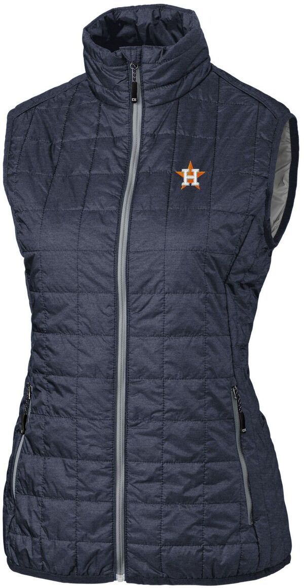 【送料無料】 カッターアンドバック レディース ベスト トップス Cutter Buck Womens Houston Astros Black Eco Insulated Full Zip Vest NoColor
