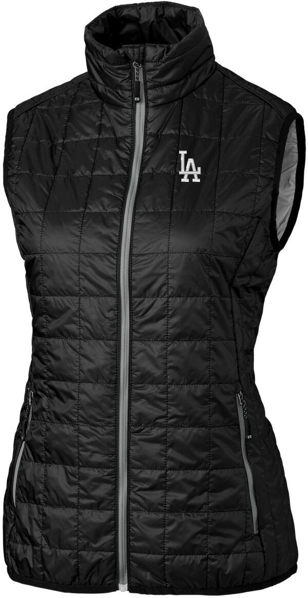 【送料無料】 カッターアンドバック レディース ベスト トップス Cutter Buck Womens Los Angeles Dodgers Black Eco Insulated Full Zip Vest NoColor