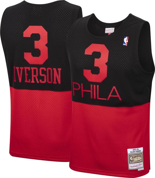 【送料無料】 ミッチェルネス レディース シャツ トップス Mitchell Ness Mens 2003 Philadelphia 76ers Allen Iverson 3 Red Hardwood Classics Swingman Jersey NoC