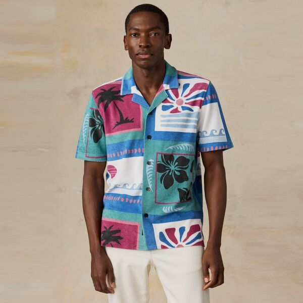 【送料無料】 ファレティ メンズ シャツ トップス Faherty Mens Cabana Towel Terry Shirt Summer Waves Tile