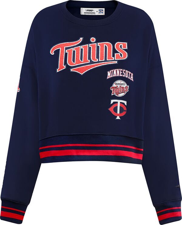 【送料無料】 プロスタンダード レディース パーカー・スウェット アウター Pro Standard Womens Minnesota Twins Navy Logo Fleece Crew Neck Sweatshirt Navy