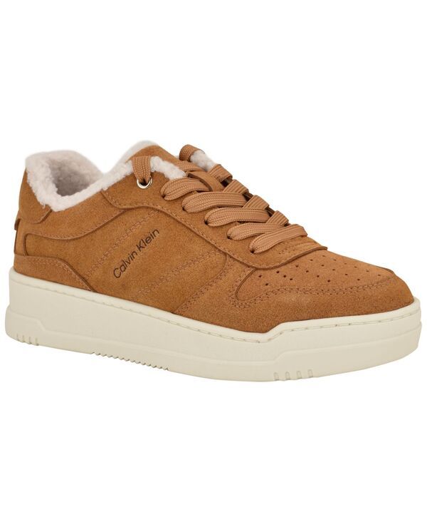 カルバンクライン レディース シューズ スニーカー スエード レース Calvin Klein Womens Pozay Cozy Suede LaceUp Sneakers Cognac Suede