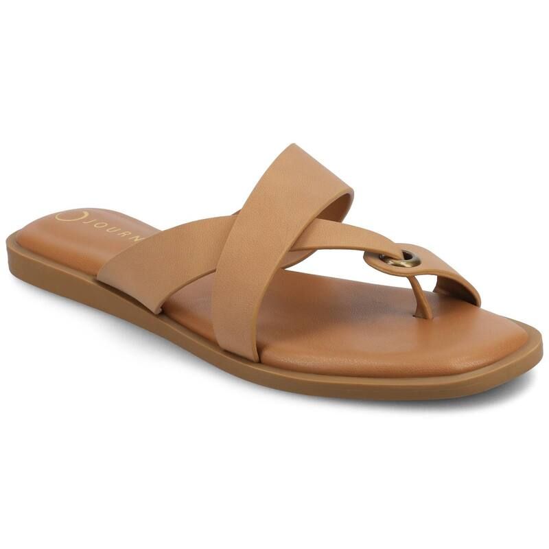 ジャーニー レディース シューズ サンダル Journee Womens Prizzie Multi Strap Toe Ring Flat Sandals Tan タン