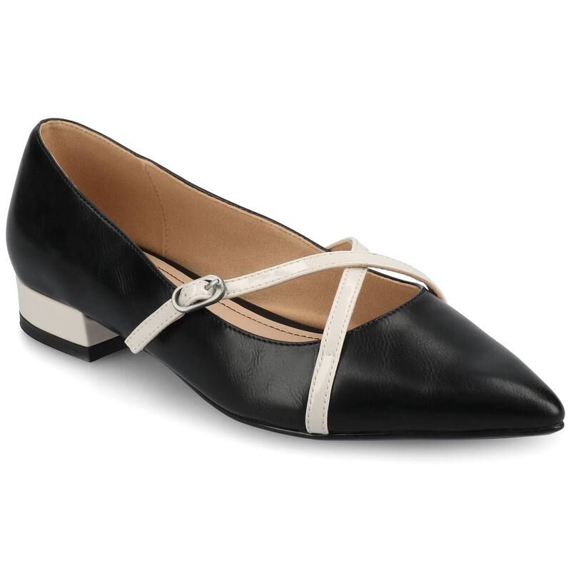 ジュルネ コレクション レディース シューズ サンダル ヒール Journee Collection Camby Pointed Toe Covered Block Heel Womens Dress Flats Black ブラック