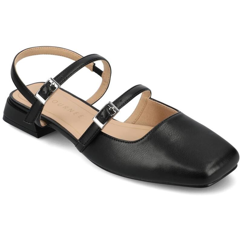 ジュルネ コレクション レディース シューズ サンダル Journee Collection Tru Comfort Foam Gretchenn Womens Flats Black Pu ブラック