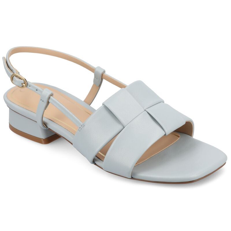 ジャーニー レディース シューズ サンダル ヒール Journee Tabatha Womens Tru Comfort Foam Low Covered Block Heel Sandals Blue ブルー