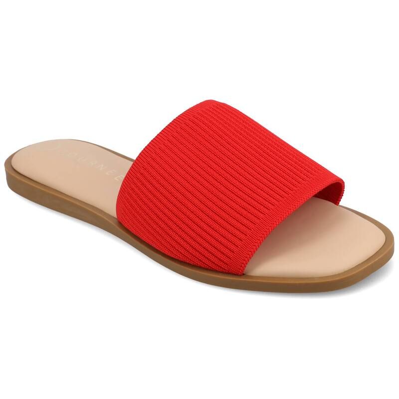 ジャーニー レディース シューズ サンダル リネン Journee Prisilla Womens Tru Comfort Foam Linen Slip On Slide Sandals Red レッド